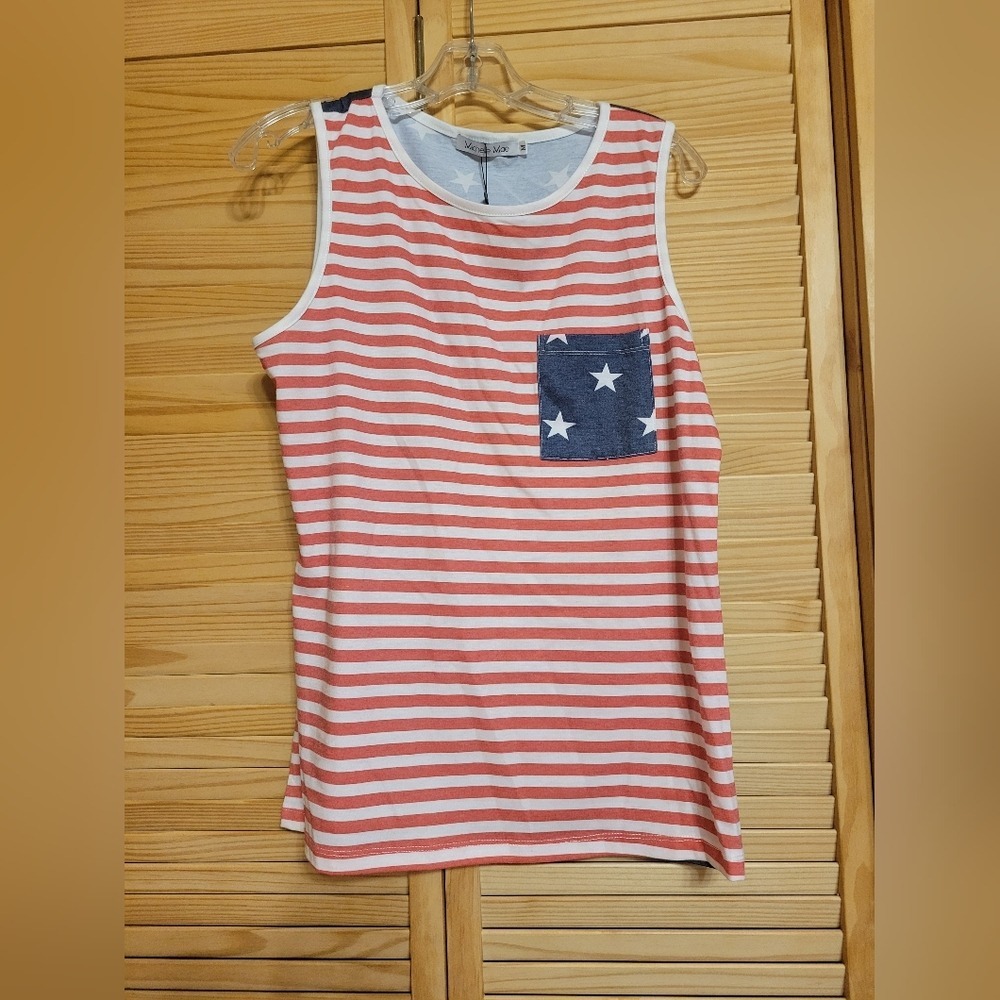 Michelle Mae Stars and Stripes Tank Women's‎ Size Medium NEW Red White Blue USA